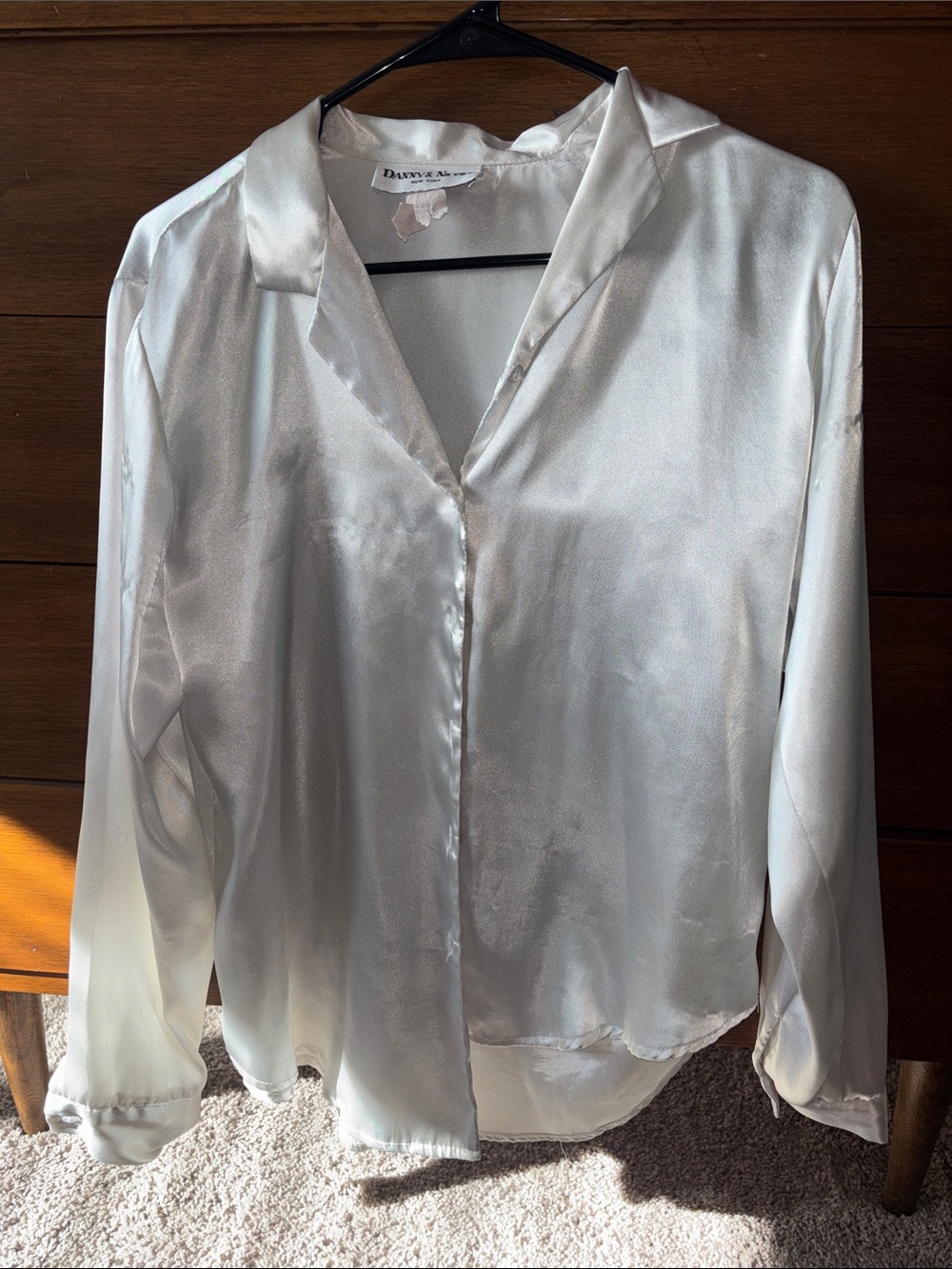 Danny & Nicole Ivory Satin Button-Front Blouse